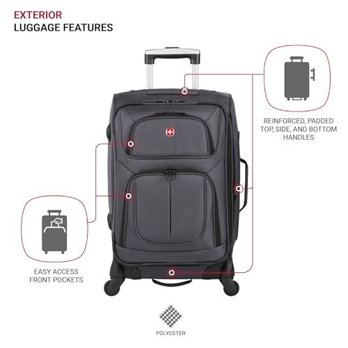 SWISSGEAR حقائب سويس جير سيون القابلة للتوسيع مع عجلات دوارة، رمادي داكن، مجموعة من قطعتين (21/25) - Image 3