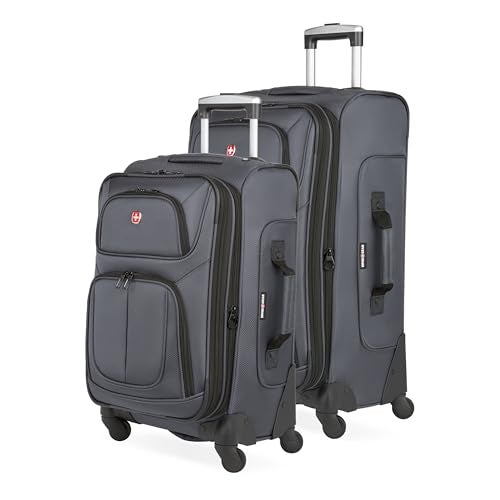 SWISSGEAR حقائب سويس جير سيون القابلة للتوسيع مع عجلات دوارة، رمادي داكن، مجموعة من قطعتين (21/25) - Image 1