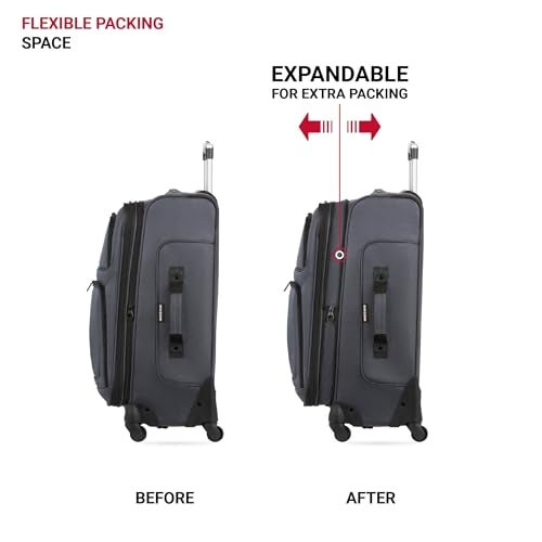 SWISSGEAR حقائب سويس جير سيون القابلة للتوسيع مع عجلات دوارة، رمادي داكن، مجموعة من قطعتين (21/25) - Image 5