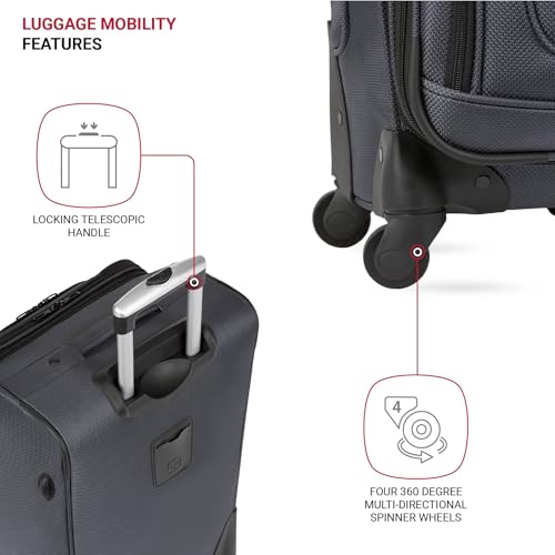 SWISSGEAR حقائب سويس جير سيون القابلة للتوسيع مع عجلات دوارة، رمادي داكن، مجموعة من قطعتين (21/25) - Image 2