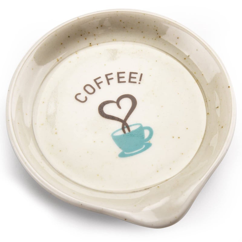 FANGSUN Coffee Spoon Rest, 3.5 Inch Ceramic Spoon Holder for Coffee Bar Accessories, Small Teaspoon Rest for Cafe Station Decor, Cute Farmhouse Cafe Bar Decor for Countertop, White - Image 1