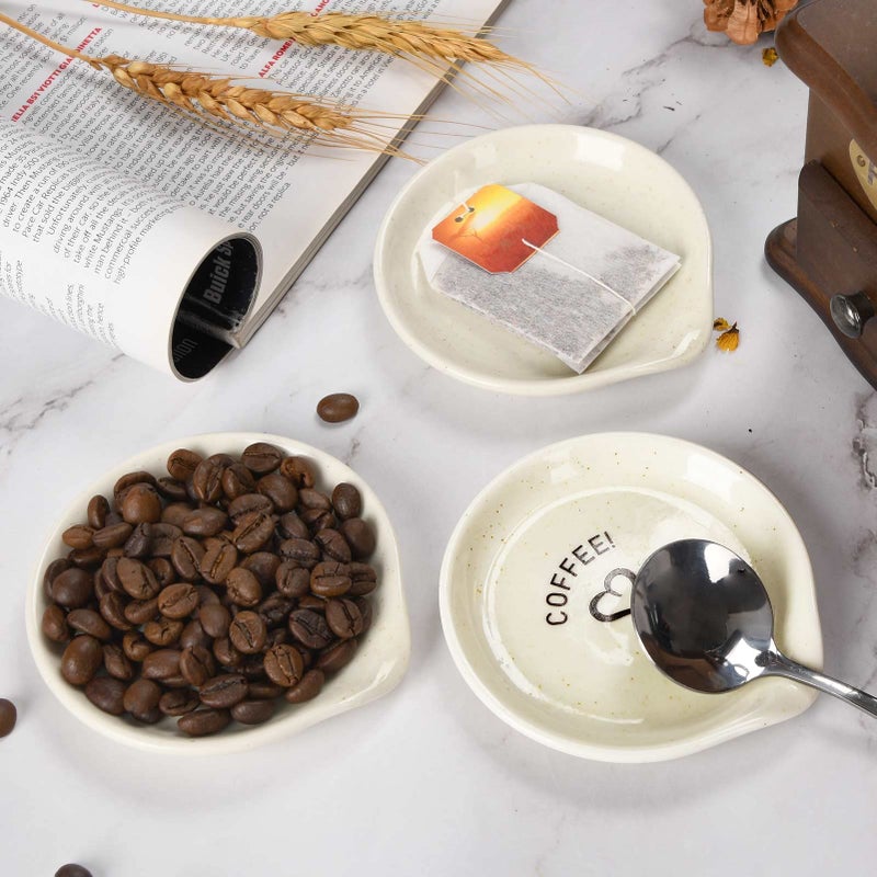 FANGSUN Coffee Spoon Rest, 3.5 Inch Ceramic Spoon Holder for Coffee Bar Accessories, Small Teaspoon Rest for Cafe Station Decor, Cute Farmhouse Cafe Bar Decor for Countertop, White - Image 5