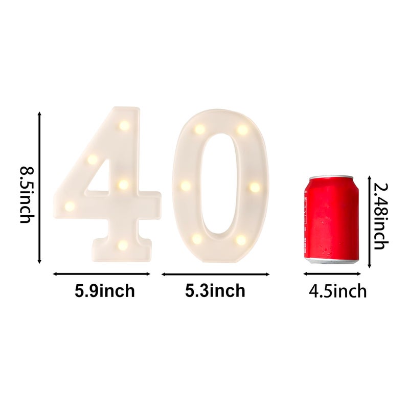 Funsky 40th Birthday Decorations Woman Man,Marquee Numbers for 40th Wedding Anniversary Decorations,Light up Numbers 40 Sign for Party Backdrop Wall Decor,40 Birthday Centerpieces Table Decoration - Image 5
