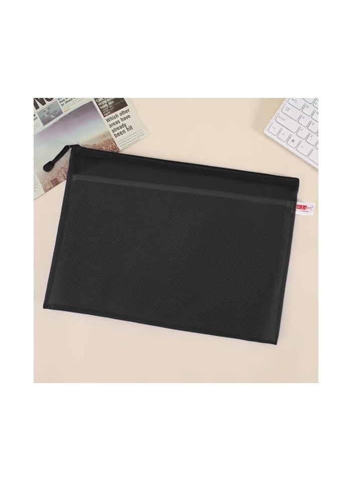 A4 Waterproof Mesh Document Holder with Zipper – Black, Model S-1006 - Image 2