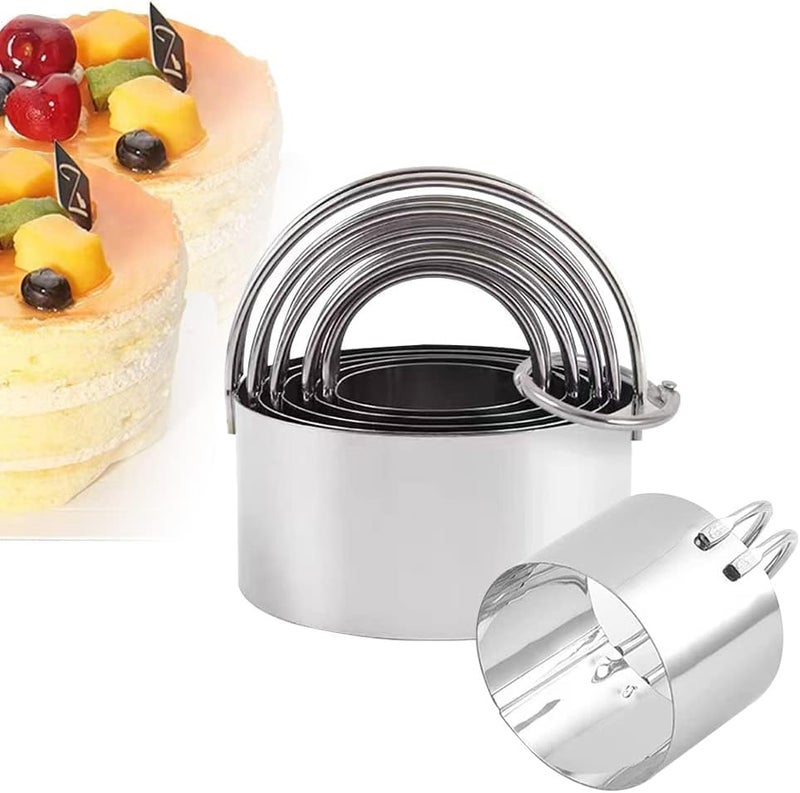 Styxon مجموعة قواطع بسكويت ستاكسون 5 قطع من الفولاذ المقاوم للصدأ، قواطع كعك دائرية مع مقبض لقطع العجين السميك أو الرقيق، مجموعة أدوات الخبز من الفولاذ المقاوم للصدأ يوان - Image 1