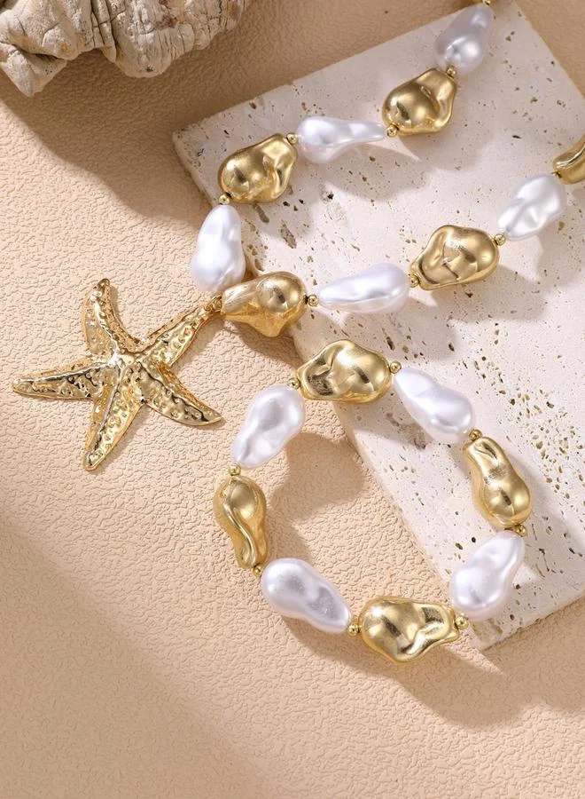 تايك تو طقم مجوهرات عقد وسوار بقلادة نجم البحر