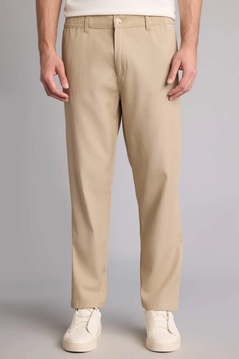 Defacto  Regular Fit Elastic Waist Straight Leg Trousers for Men | Best Price UAE