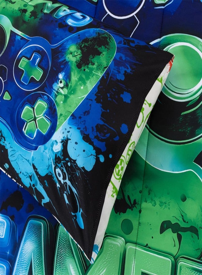 NTBED Game Console Comforter Set for Boys Girls Kids Tie Dye Gaming Lightweight Microfiber Gamer Bedding Sets (Blue Green, Twin 5Pcs) - Image 4