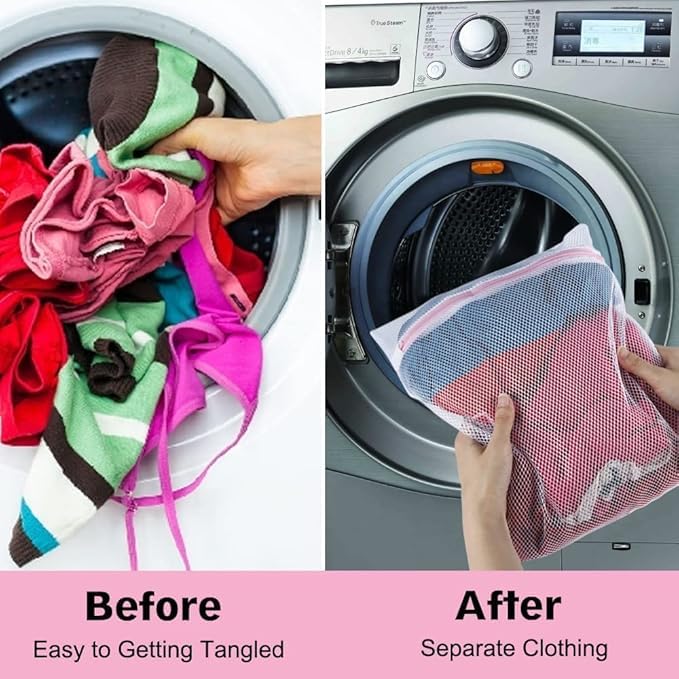 ARUP Mesh Laundry Clothes Washing Bag With Zipper For Washing Machine Delicates InWash CleaningSet Of 3 - Image 3