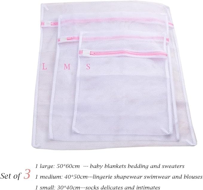 ARUP Mesh Laundry Clothes Washing Bag With Zipper For Washing Machine Delicates InWash CleaningSet Of 3 - Image 5