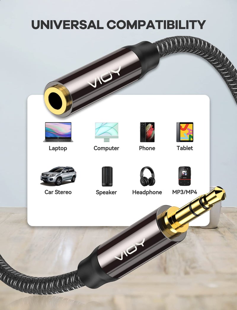 VIOY Headphone Extension Cable 20 FT,[Copper Shell, Hi-Fi Sound] 3.5 mm Male to Female Stereo Audio Cable Nylon Braided Aux Cord for Smartphones, Tablets, Media Player - Image 3