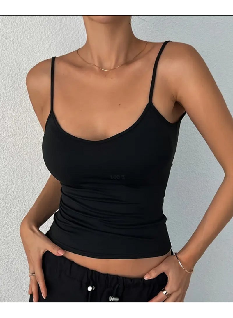 مانيكان بلوزة قصيرة كاجوال برقبة دائرية بدون أكمام ظهر مفتوح - Image 3