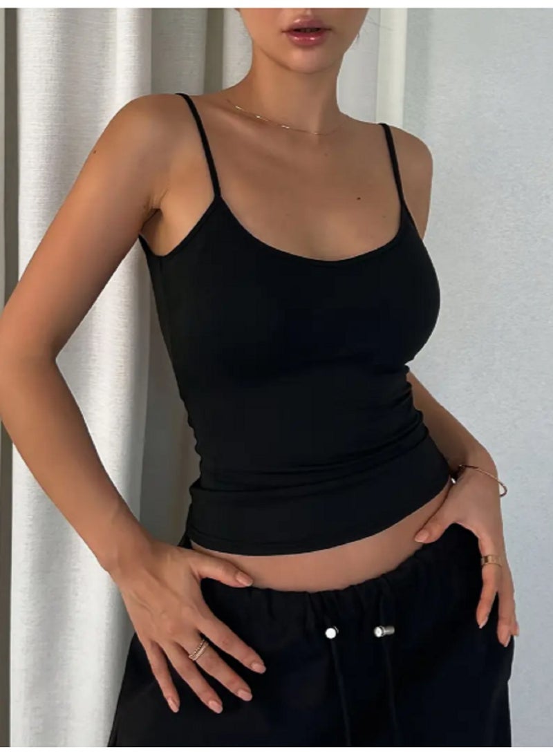 مانيكان بلوزة قصيرة كاجوال برقبة دائرية بدون أكمام ظهر مفتوح - Image 5