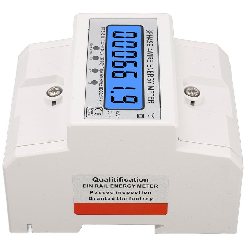 LCD Energy Meter 3 Phase 10/100A 400V High Accuracy Anti Electromagnetic Interference - Flame Retardant PC Casing Rail Mount AC Ammeter for Industrial Power Office Hospital School Apartment - Image 4
