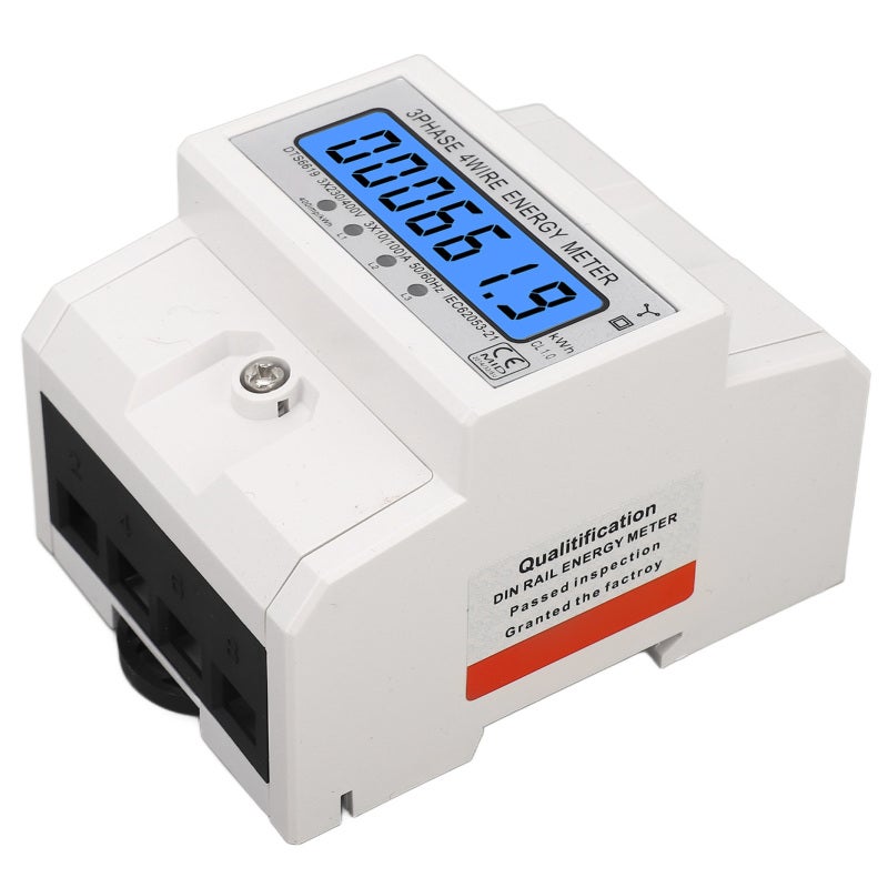 LCD Energy Meter 3 Phase 10/100A 400V High Accuracy Anti Electromagnetic Interference - Flame Retardant PC Casing Rail Mount AC Ammeter for Industrial Power Office Hospital School Apartment - Image 3