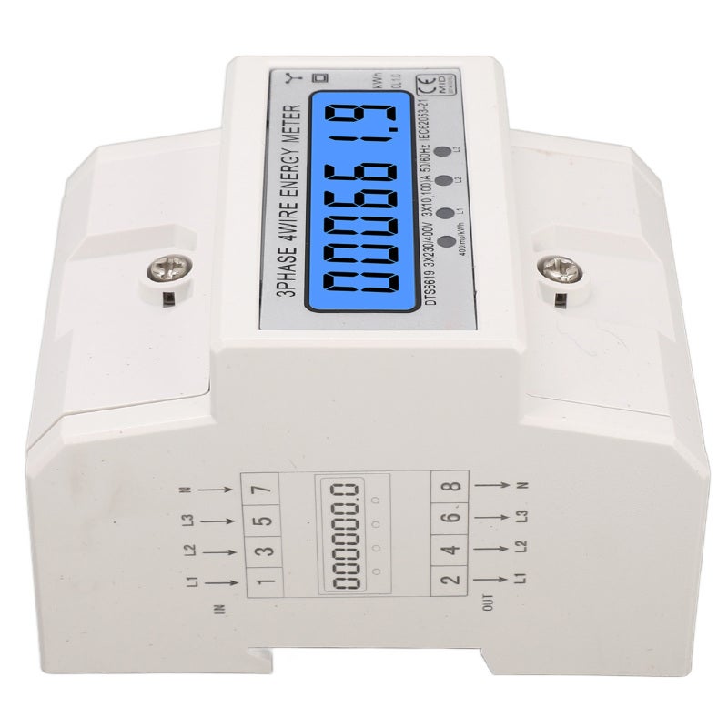 LCD Energy Meter 3 Phase 10/100A 400V High Accuracy Anti Electromagnetic Interference - Flame Retardant PC Casing Rail Mount AC Ammeter for Industrial Power Office Hospital School Apartment - Image 2