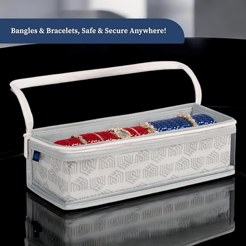 HomeStrap Non-Woven Single Rod Bangle Box with Transparent Top | Waterproof, Dustproof Organizer for Bangles, Chudis, Bracelets, Watches & Jewellery | Compact Storage Organizer | Grey | Pack of 1 - Image 5