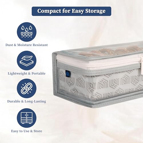 HomeStrap Non-Woven Single Rod Bangle Box with Transparent Top | Waterproof, Dustproof Organizer for Bangles, Chudis, Bracelets, Watches & Jewellery | Compact Storage Organizer | Grey | Pack of 1 - Image 3