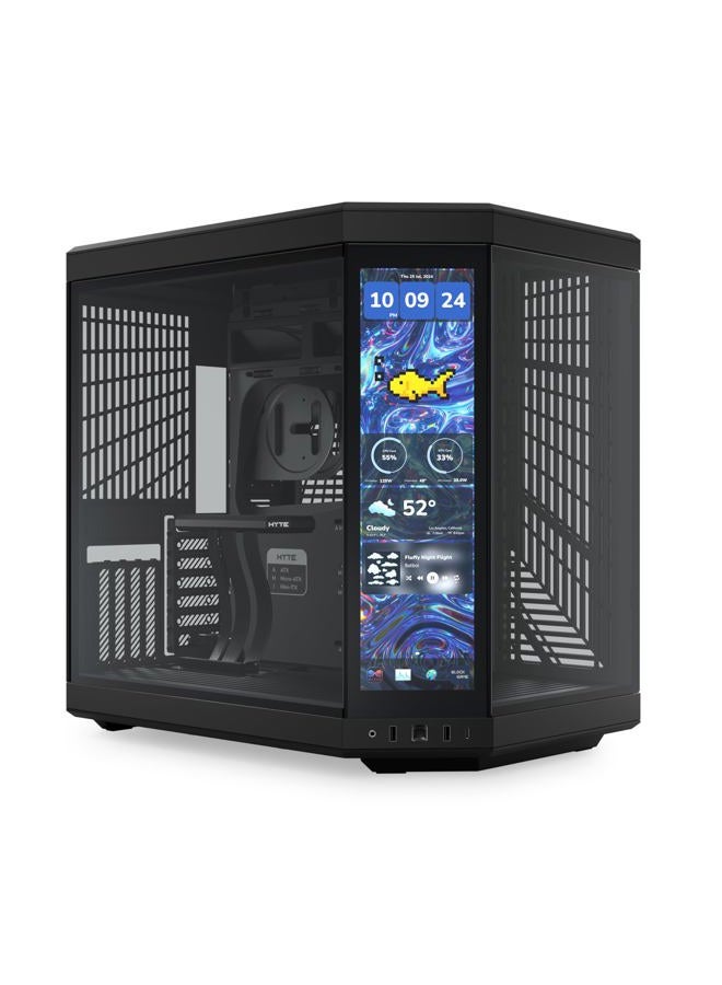 HYTE حالة Y70 تاتش إنفينيت ثنائية الغرفة ATX متوسطة البرج بتصميم عصري مع شاشة تعمل باللمس LCD بدقة 2.5K - أسود داكن - Image 1