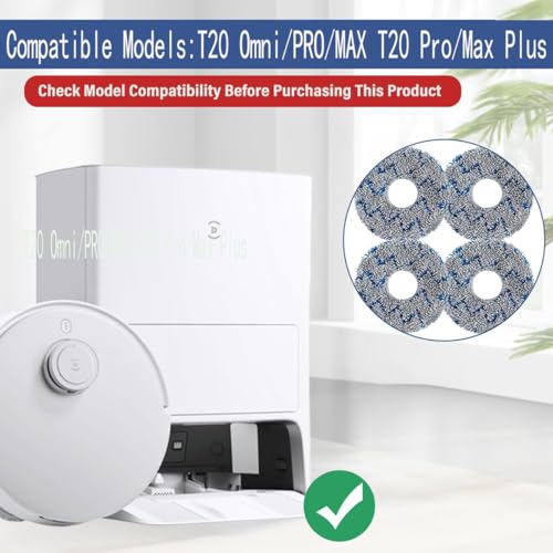 Verilux® 4Pcs Replacement Accessories Mop Cloth for ECOVACS DEEBOT T20 Omni/PRO/MAX T20 Pro/Max Plus, Robot Vacuum Accessorise Kit, Replacement Parts - Cleaning Tools - Image 2