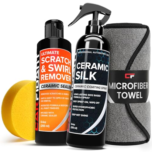 Carfidant Scratch Swirl Remover with Ceramic Silk Car Scratch Remover for Vehicles Paint Repair with Ceramic Coating Spray Polishing Washing Kits with Applicator Pad Microfiber Towel - Image 1