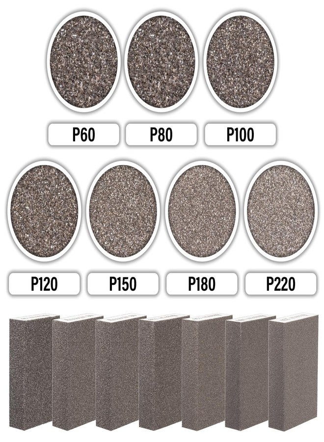 ALLECIN Sanding Sponge 60 80 100 120 150 180 220 Grit Reusable and Washable Wet Dry Sand Block Coarse Medium Fine Sandpaper Blocks for Wood Drywall Metal Crafts (Pack of 7 Pcs) - Image 3