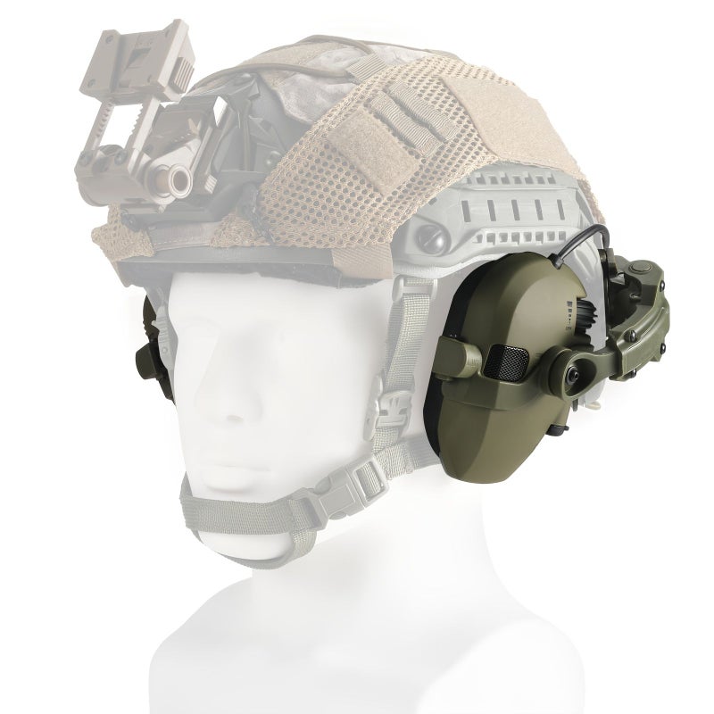 Tactical Electronic Noise Reduction Earmuff Anti Noise Sound Amplification Hearing Protection Helmet Mounted Headset For Hunting Black - Image 2