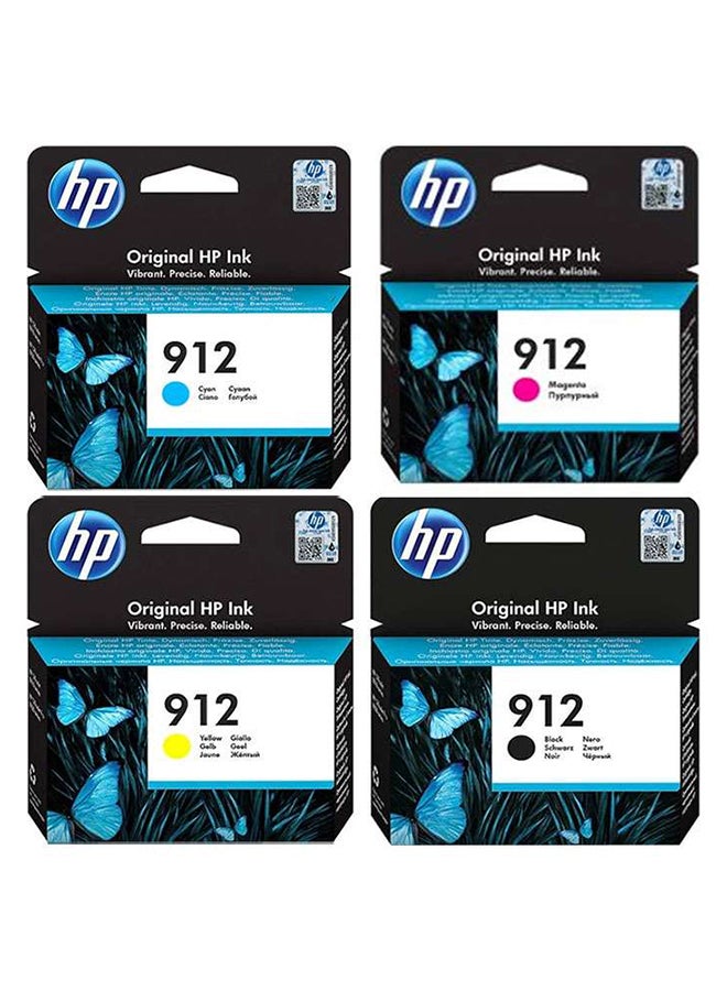 HP مجموعة مكونة من 4 خراطيش حبر أصلية HP 912 باللون الأسود والسماوي والأصفر والأرجواني - Image 1