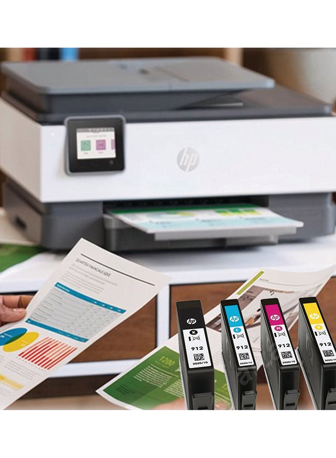 HP مجموعة مكونة من 4 خراطيش حبر أصلية HP 912 باللون الأسود والسماوي والأصفر والأرجواني - Image 4