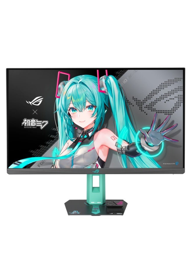 ROG Strix XG27ACMEG-G Hatsune Miku 27" QHD Fast IPS Gaming Monitor, 260Hz OC, 0.3ms, G-SYNC/FreeSync, HDR400, 95% DCI-P3, USB-C, HDMI 2.1, DisplayPort, ELMB Sync, Aura Sync RGB, Adjustable Stand, Phone Holder | 90LM0C7U-B01371 black