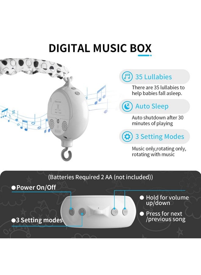 FEISIKE Baby Crib Mobile, Crib Toys Hanging with 35 Lullabies, 3 Modes Digital Musical Box（Turn Only, Music Only, Turn & Music Newborn Baby Toys Black/White for Boys and Grils - Image 3