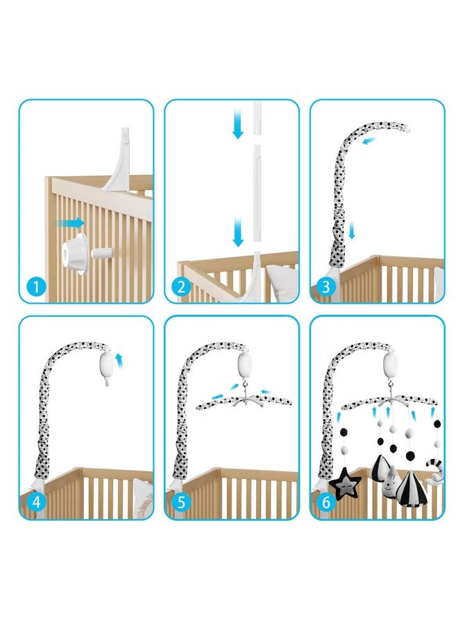 FEISIKE Baby Crib Mobile, Crib Toys Hanging with 35 Lullabies, 3 Modes Digital Musical Box（Turn Only, Music Only, Turn & Music Newborn Baby Toys Black/White for Boys and Grils - Image 5