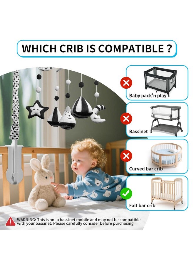 FEISIKE Baby Crib Mobile, Crib Toys Hanging with 35 Lullabies, 3 Modes Digital Musical Box（Turn Only, Music Only, Turn & Music Newborn Baby Toys Black/White for Boys and Grils - Image 4