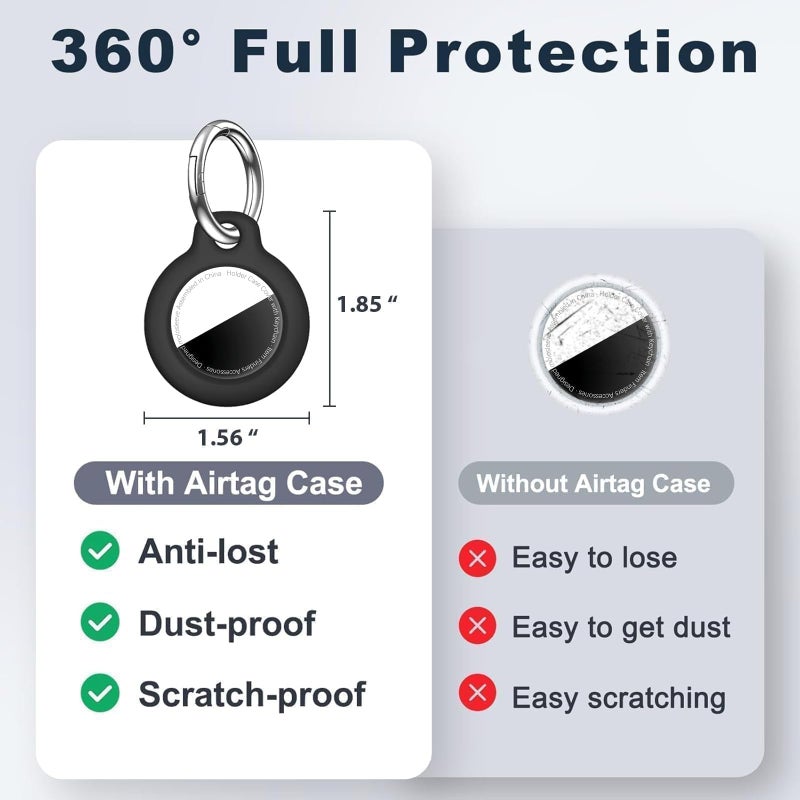 MOLOSLEEVE [4 Pack Case for AirTag 2nd Gen (2026) & 1st Gen, Shockproof Holder Anti-Scratch Protective Cover for Air Tags, Men's Women's Keyrings & Keychains for Keys, Luggage, Bags, Black - Image 4