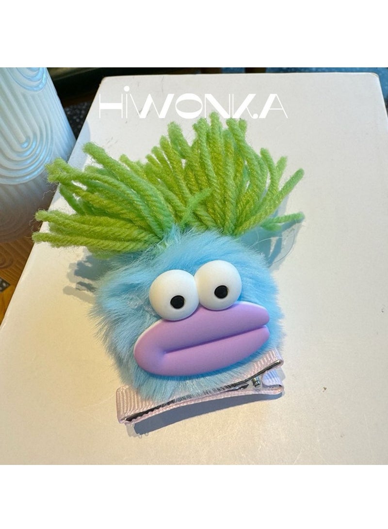 hiwonka 4 Pcs Funny Hair Clips Claw, Cartoon Monster Three Dimensional Quirky Ugly Plush Funny For Women Girl.Free cute bag - Image 2