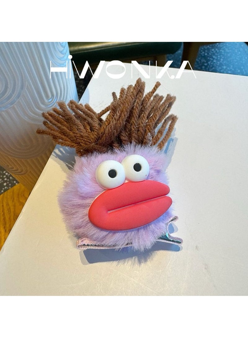 hiwonka 4 Pcs Funny Hair Clips Claw, Cartoon Monster Three Dimensional Quirky Ugly Plush Funny For Women Girl.Free cute bag - Image 4