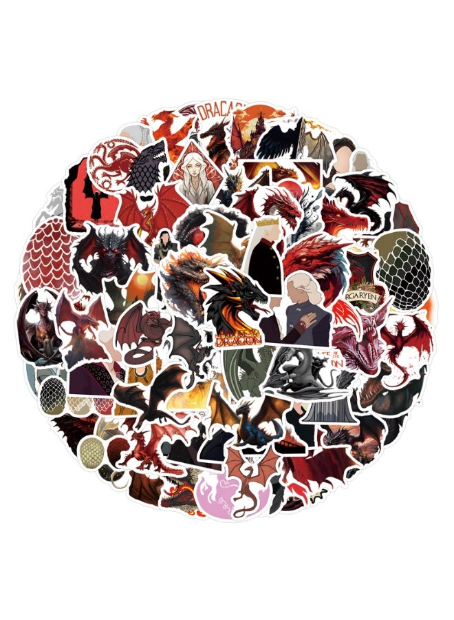 NIBEMINENT 55 Pcs House Of The Dragon Deco Kit Waterproof Stickers, High Definition Printing Bright Colors, Suitable for Laptop Skateboard Luggage Water Bottle Guitar DIY - Image 1