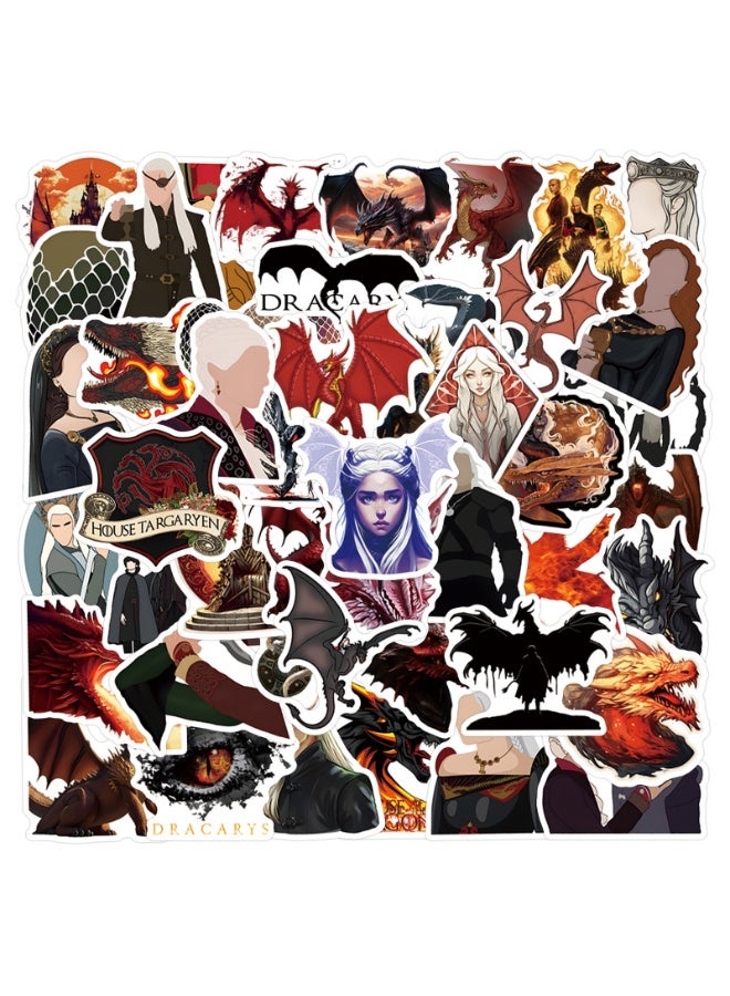 NIBEMINENT 55 Pcs House Of The Dragon Deco Kit Waterproof Stickers, High Definition Printing Bright Colors, Suitable for Laptop Skateboard Luggage Water Bottle Guitar DIY - Image 2