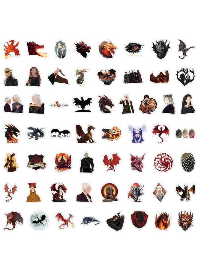 NIBEMINENT 55 Pcs House Of The Dragon Deco Kit Waterproof Stickers, High Definition Printing Bright Colors, Suitable for Laptop Skateboard Luggage Water Bottle Guitar DIY - Image 3