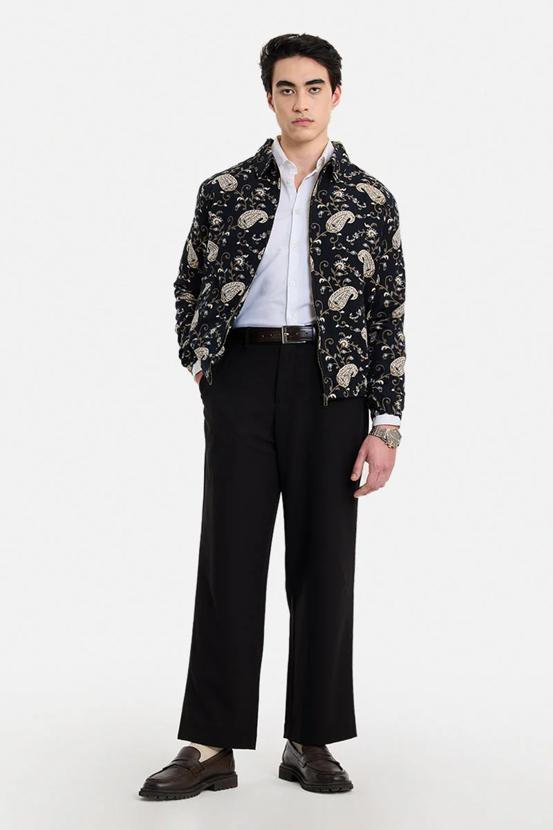 سنيتش Black Paisley Long Sleeve Regular Fit Jacket
