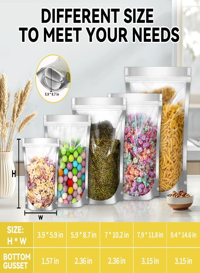ZNCMRR 100PCS Resealable Mylar Bags for Food Storage, 5.9'' x 8.7'' Smell Proof Ziplock Bags Freestanding, Aluminum Foil Packaging Pouches Bag for Cookies, Nuts, Tea, Candy - 6.3 Mil - Image 3