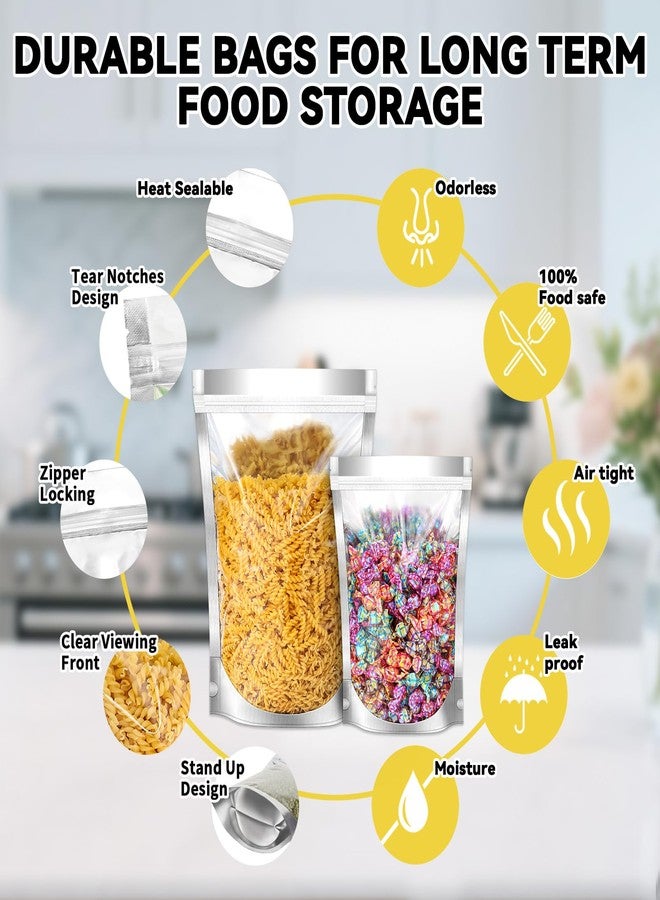 ZNCMRR 100PCS Resealable Mylar Bags for Food Storage, 5.9'' x 8.7'' Smell Proof Ziplock Bags Freestanding, Aluminum Foil Packaging Pouches Bag for Cookies, Nuts, Tea, Candy - 6.3 Mil - Image 2