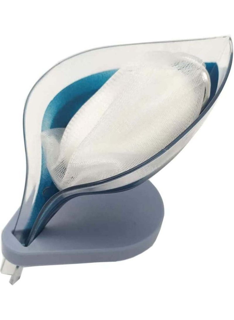 SYOSI 3 قطع صندوق صابون على شكل ورقة ذات تصريف ذاتي طبق بلاستيكي إبداعي مع تصريف وكوب شفط للاستحمام والحمام والمطبخ مع 5 قطع من أكياس الشبك - Image 3