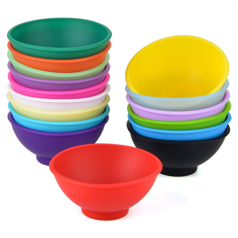 Coopay 16 Pieces Mini Silicone Pinch Bowls Multicolor Heat Resistant Snack Bowls Prep and Serve Bowls Unbreakable Flexible 175 Oz Solid Colors