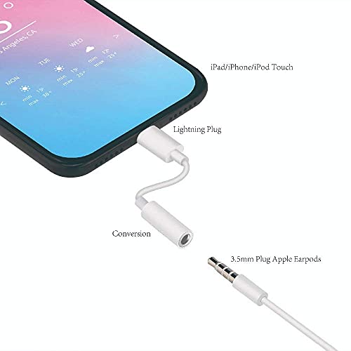 esbeecables 2 Pack [Apple MFi Certified] Lightning to 3.5 mm Headphone Jack Adapter, for iPhone 3.5mm Headphones/Earphones Jack Aux Audio Adapter Dongle for iPhone 14 13 12 11 XS XR X 8 7 iPad, Support All iOS - Image 3