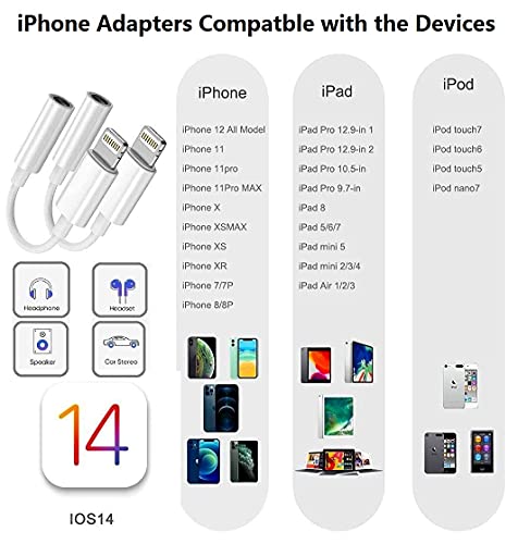 esbeecables 2 Pack [Apple MFi Certified] Lightning to 3.5 mm Headphone Jack Adapter, for iPhone 3.5mm Headphones/Earphones Jack Aux Audio Adapter Dongle for iPhone 14 13 12 11 XS XR X 8 7 iPad, Support All iOS - Image 4