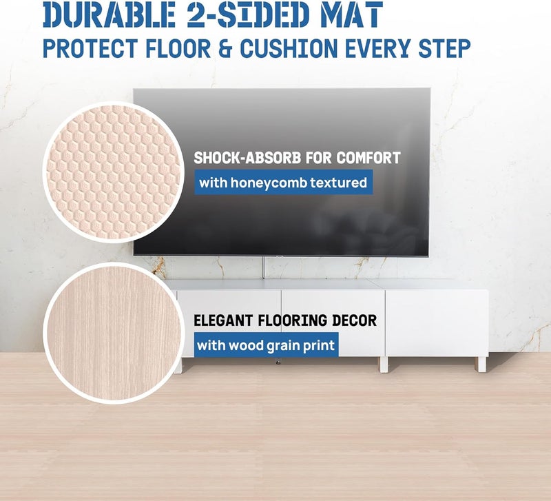 Yes4All Interlocking Floor Mats With Border – Foam Gym Mats With EVA Interlocking Tiles (12 Square Feet – Walnut Wood Light – 12 Tiles) - Image 3