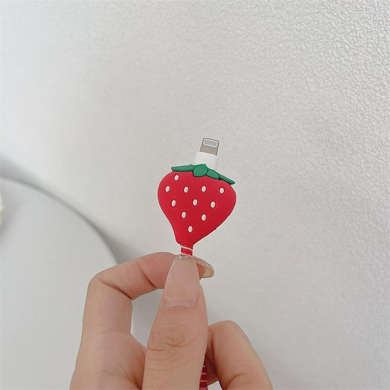 Like Star Protective Case Cover 4in1 Compatible with Apple 20W/18W iPhone USB-C Power Adapter Charger Protection Case & Wire Saver,3D Cartoon Character Case 360 Degree Protection Cover(Strawberry) - Image 5