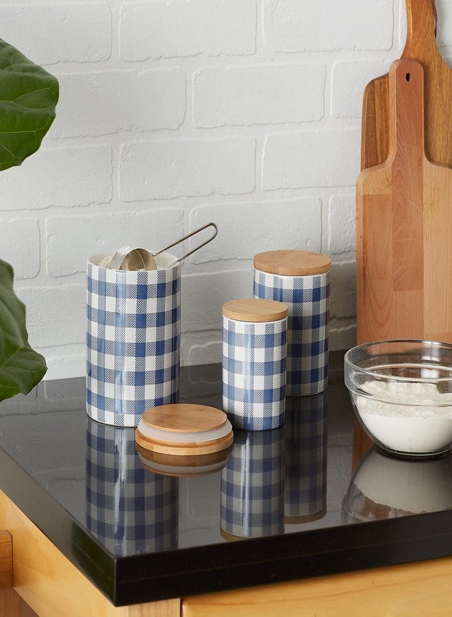 DII Ceramic Canister Sets for the Kitchen Food Safe Storage Containers with Lids, Large, Medium & Small, Buffalo Check, Blue & White, 3 Count - Image 5