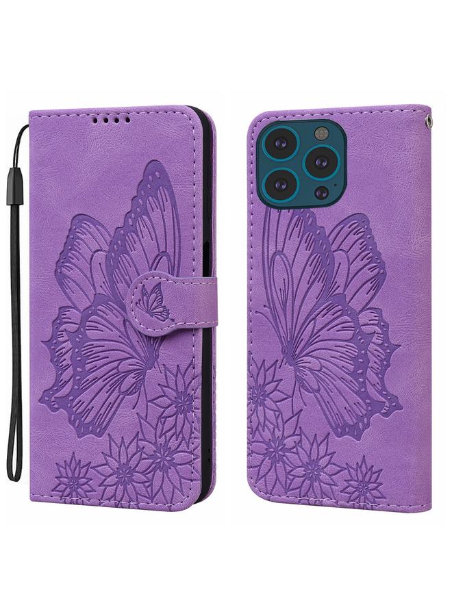S-TOP Case For iPhone 15 Pro Max Retro Skin Feel Butterflies Embossing Leather Phone Case - Image 1